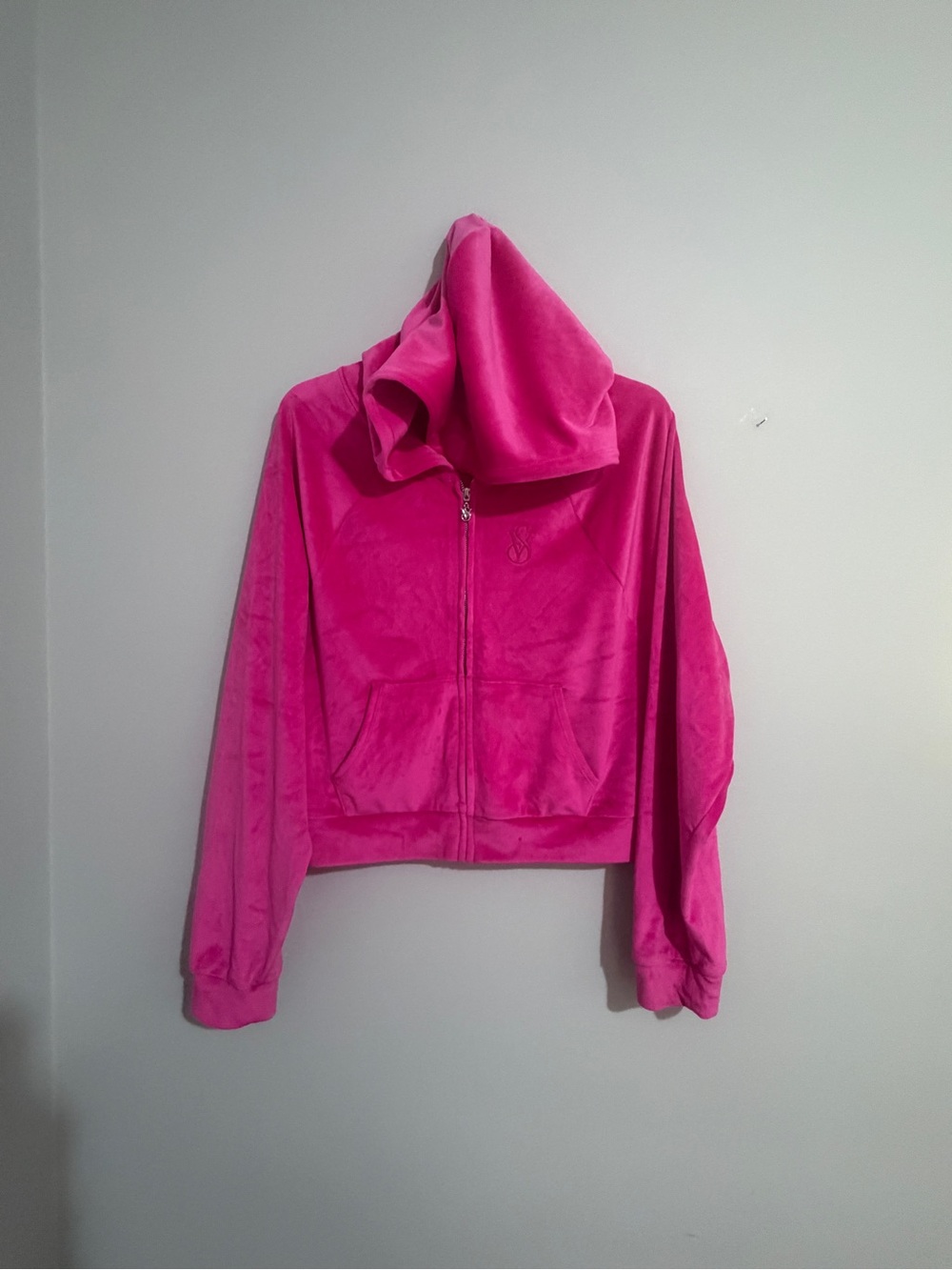 Victoria's Secret Hot Pink Velour Zip Hoodie
